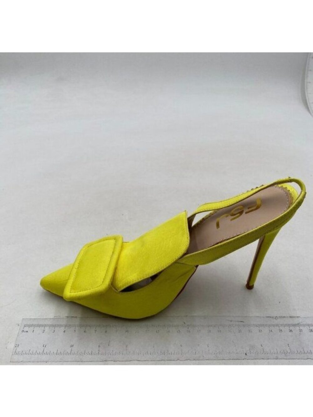 FSJ Women's Slingback Pumps High Heel Pointed Toe Ankle Strap Yellow Shoes
